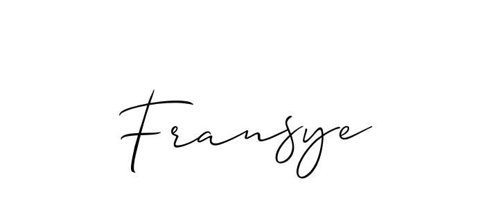 Use a signature maker to create a handwritten signature online. With this signature software, you can design (Allison_Script) your own signature for name Fransye. Fransye signature style 2 images and pictures png
