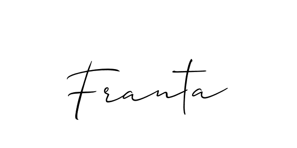 Design your own signature with our free online signature maker. With this signature software, you can create a handwritten (Allison_Script) signature for name Franta. Franta signature style 2 images and pictures png