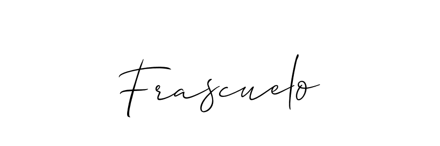 The best way (Allison_Script) to make a short signature is to pick only two or three words in your name. The name Frascuelo include a total of six letters. For converting this name. Frascuelo signature style 2 images and pictures png