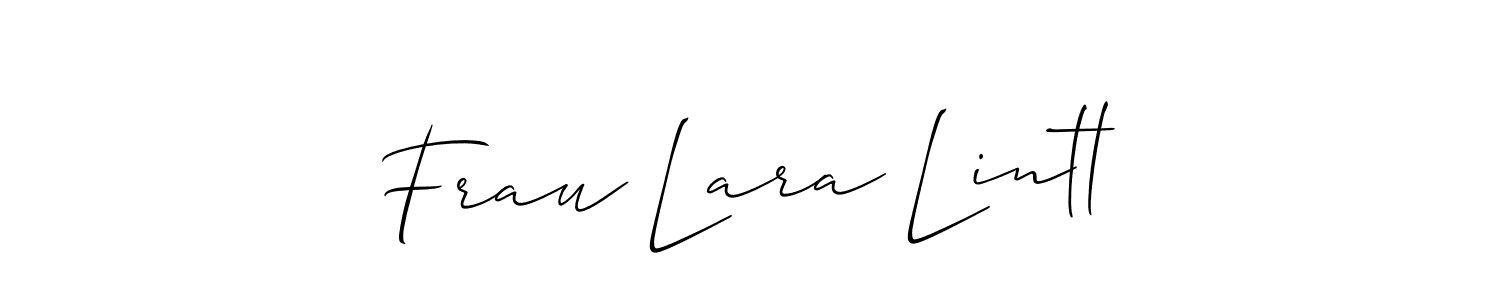 Check out images of Autograph of Frau Lara Lintl name. Actor Frau Lara Lintl Signature Style. Allison_Script is a professional sign style online. Frau Lara Lintl signature style 2 images and pictures png