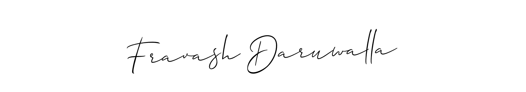 How to make Fravash Daruwalla name signature. Use Allison_Script style for creating short signs online. This is the latest handwritten sign. Fravash Daruwalla signature style 2 images and pictures png