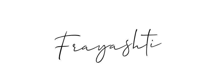Use a signature maker to create a handwritten signature online. With this signature software, you can design (Allison_Script) your own signature for name Frayashti. Frayashti signature style 2 images and pictures png