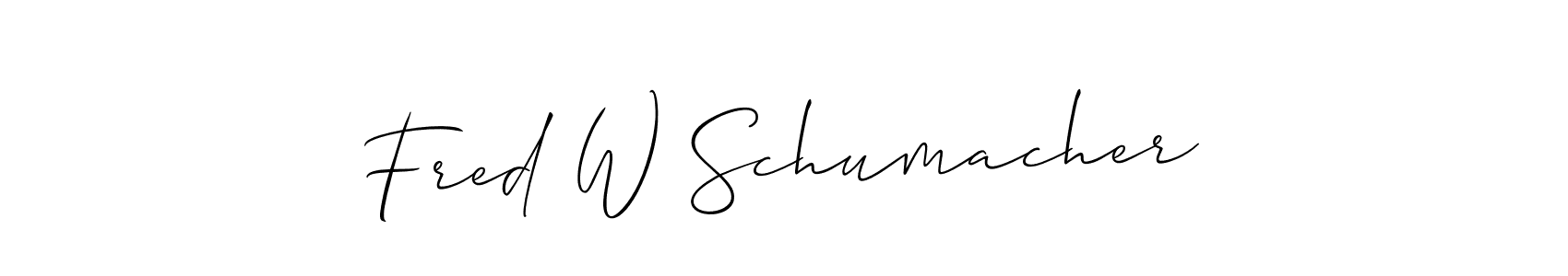 Make a beautiful signature design for name Fred W Schumacher. With this signature (Allison_Script) style, you can create a handwritten signature for free. Fred W Schumacher signature style 2 images and pictures png