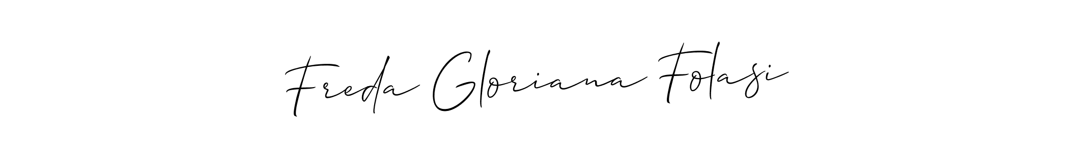 How to make Freda Gloriana Folasi name signature. Use Allison_Script style for creating short signs online. This is the latest handwritten sign. Freda Gloriana Folasi signature style 2 images and pictures png
