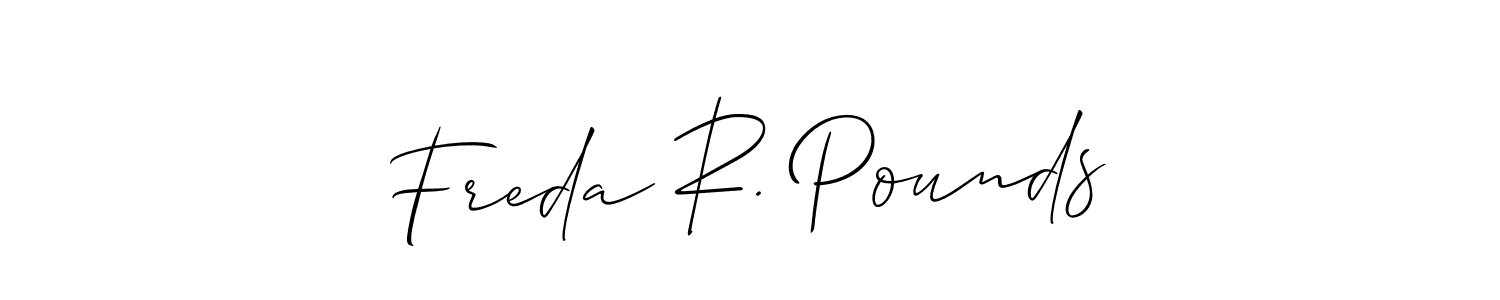 How to Draw Freda R. Pounds signature style? Allison_Script is a latest design signature styles for name Freda R. Pounds. Freda R. Pounds signature style 2 images and pictures png