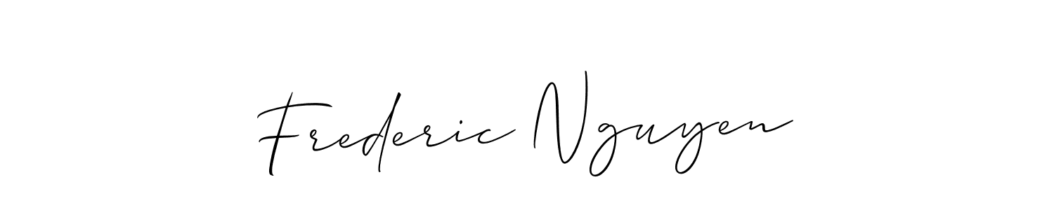 The best way (Allison_Script) to make a short signature is to pick only two or three words in your name. The name Frederic Nguyen include a total of six letters. For converting this name. Frederic Nguyen signature style 2 images and pictures png