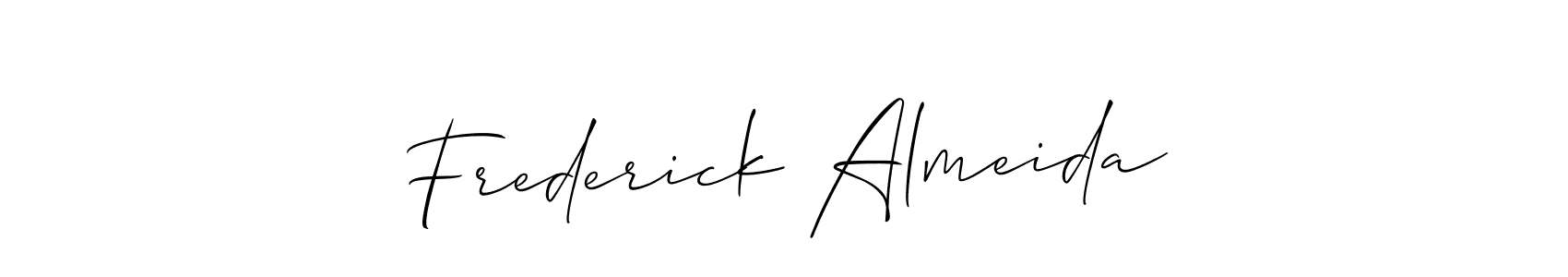 if you are searching for the best signature style for your name Frederick Almeida. so please give up your signature search. here we have designed multiple signature styles  using Allison_Script. Frederick Almeida signature style 2 images and pictures png