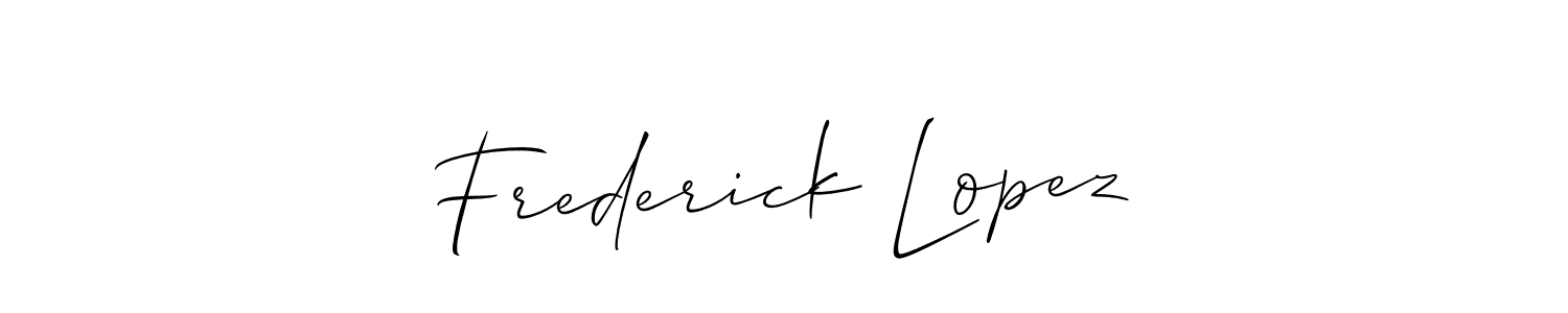 The best way (Allison_Script) to make a short signature is to pick only two or three words in your name. The name Frederick Lopez include a total of six letters. For converting this name. Frederick Lopez signature style 2 images and pictures png