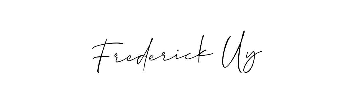 Allison_Script is a professional signature style that is perfect for those who want to add a touch of class to their signature. It is also a great choice for those who want to make their signature more unique. Get Frederick Uy name to fancy signature for free. Frederick Uy signature style 2 images and pictures png