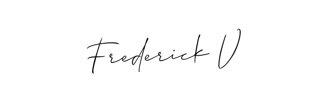 Also we have Frederick V name is the best signature style. Create professional handwritten signature collection using Allison_Script autograph style. Frederick V signature style 2 images and pictures png