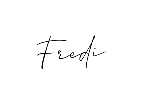 Use a signature maker to create a handwritten signature online. With this signature software, you can design (Allison_Script) your own signature for name Fredi. Fredi signature style 2 images and pictures png