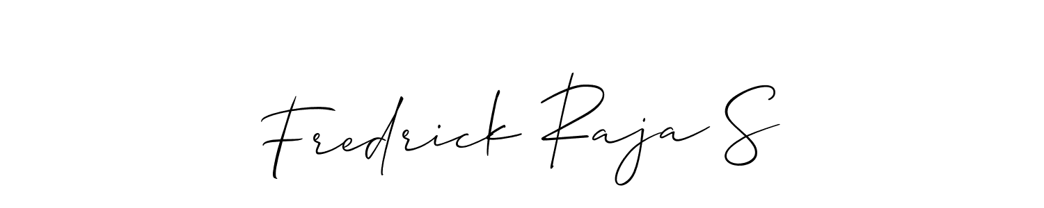 This is the best signature style for the Fredrick Raja S name. Also you like these signature font (Allison_Script). Mix name signature. Fredrick Raja S signature style 2 images and pictures png