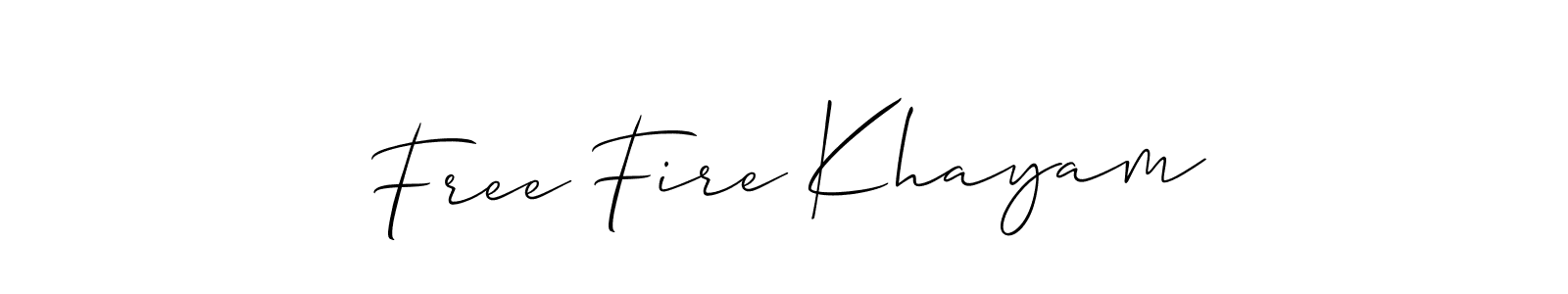 if you are searching for the best signature style for your name Free Fire Khayam. so please give up your signature search. here we have designed multiple signature styles  using Allison_Script. Free Fire Khayam signature style 2 images and pictures png