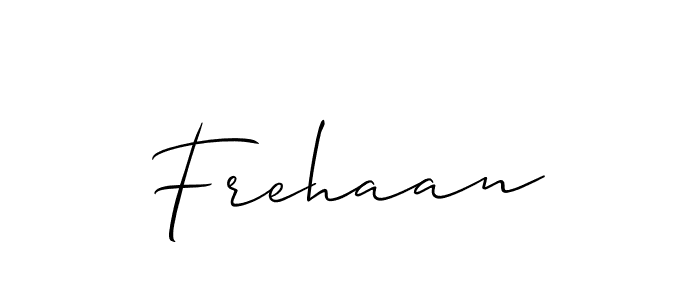 if you are searching for the best signature style for your name Frehaan. so please give up your signature search. here we have designed multiple signature styles  using Allison_Script. Frehaan signature style 2 images and pictures png