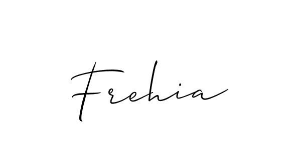 Use a signature maker to create a handwritten signature online. With this signature software, you can design (Allison_Script) your own signature for name Frehia. Frehia signature style 2 images and pictures png