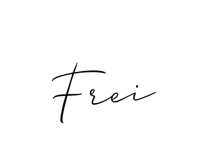 The best way (Allison_Script) to make a short signature is to pick only two or three words in your name. The name Frei include a total of six letters. For converting this name. Frei signature style 2 images and pictures png