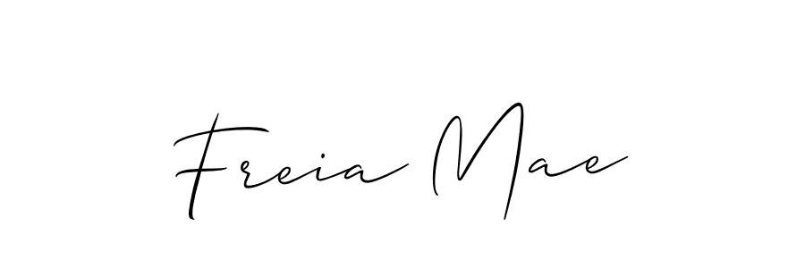 Design your own signature with our free online signature maker. With this signature software, you can create a handwritten (Allison_Script) signature for name Freia Mae. Freia Mae signature style 2 images and pictures png