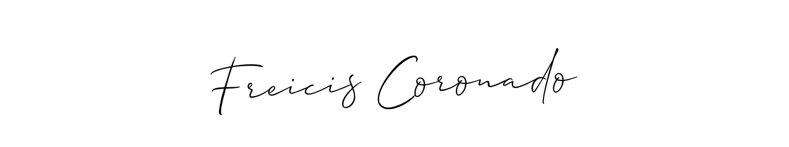 How to make Freicis Coronado name signature. Use Allison_Script style for creating short signs online. This is the latest handwritten sign. Freicis Coronado signature style 2 images and pictures png