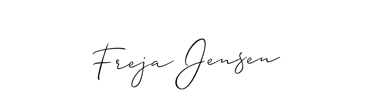 Also You can easily find your signature by using the search form. We will create Freja Jensen name handwritten signature images for you free of cost using Allison_Script sign style. Freja Jensen signature style 2 images and pictures png