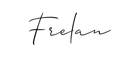 Designed for modern professionals: Frelan name signature crafted with Allison_Script script. Ready for digital PDF workflows. Frelan signature style 2 images and pictures png