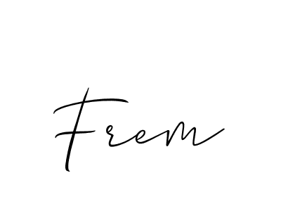 if you are searching for the best signature style for your name Frem. so please give up your signature search. here we have designed multiple signature styles  using Allison_Script. Frem signature style 2 images and pictures png