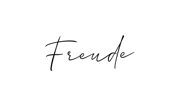 Allison_Script is a professional signature style that is perfect for those who want to add a touch of class to their signature. It is also a great choice for those who want to make their signature more unique. Get Freude name to fancy signature for free. Freude signature style 2 images and pictures png