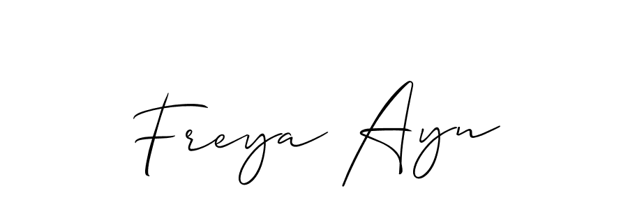Allison_Script is a professional signature style that is perfect for those who want to add a touch of class to their signature. It is also a great choice for those who want to make their signature more unique. Get Freya Ayn name to fancy signature for free. Freya Ayn signature style 2 images and pictures png