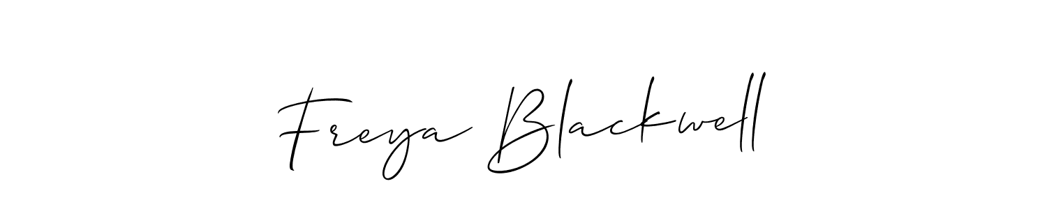 The best way (Allison_Script) to make a short signature is to pick only two or three words in your name. The name Freya Blackwell include a total of six letters. For converting this name. Freya Blackwell signature style 2 images and pictures png