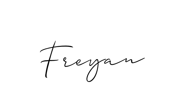 It looks lik you need a new signature style for name Freyan. Design unique handwritten (Allison_Script) signature with our free signature maker in just a few clicks. Freyan signature style 2 images and pictures png