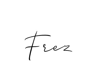 Use a signature maker to create a handwritten signature online. With this signature software, you can design (Allison_Script) your own signature for name Frez. Frez signature style 2 images and pictures png