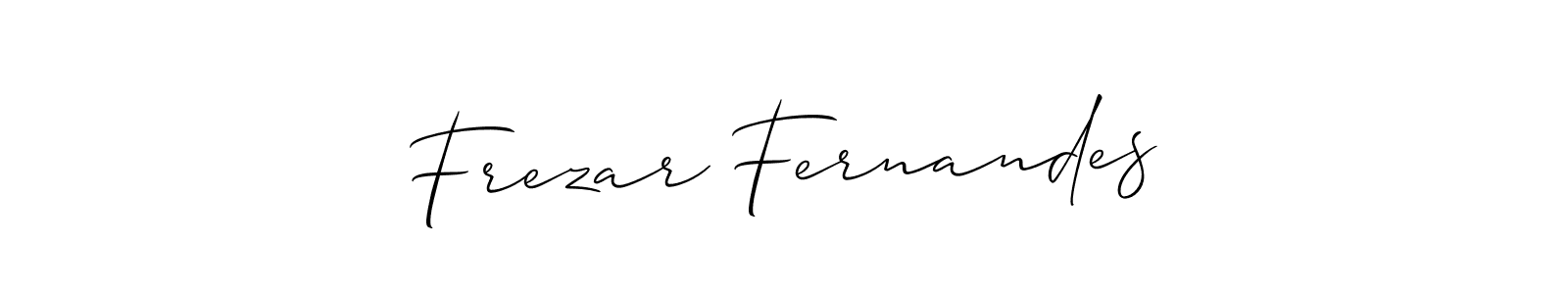 Also You can easily find your signature by using the search form. We will create Frezar Fernandes name handwritten signature images for you free of cost using Allison_Script sign style. Frezar Fernandes signature style 2 images and pictures png