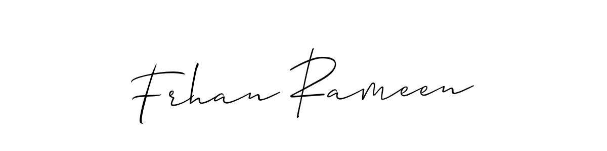 Similarly Allison_Script is the best handwritten signature design. Signature creator online .You can use it as an online autograph creator for name Frhan Rameen. Frhan Rameen signature style 2 images and pictures png