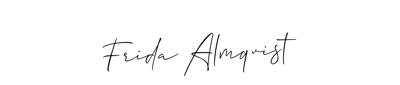 You should practise on your own different ways (Allison_Script) to write your name (Frida Almqvist) in signature. don't let someone else do it for you. Frida Almqvist signature style 2 images and pictures png