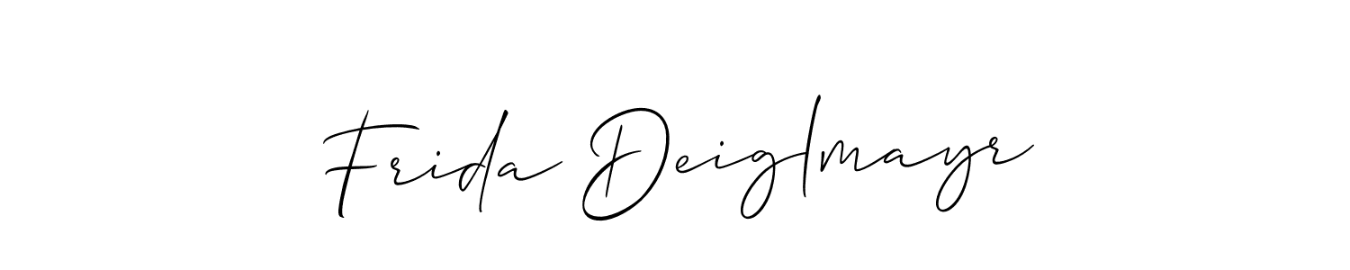 Also we have Frida Deiglmayr name is the best signature style. Create professional handwritten signature collection using Allison_Script autograph style. Frida Deiglmayr signature style 2 images and pictures png