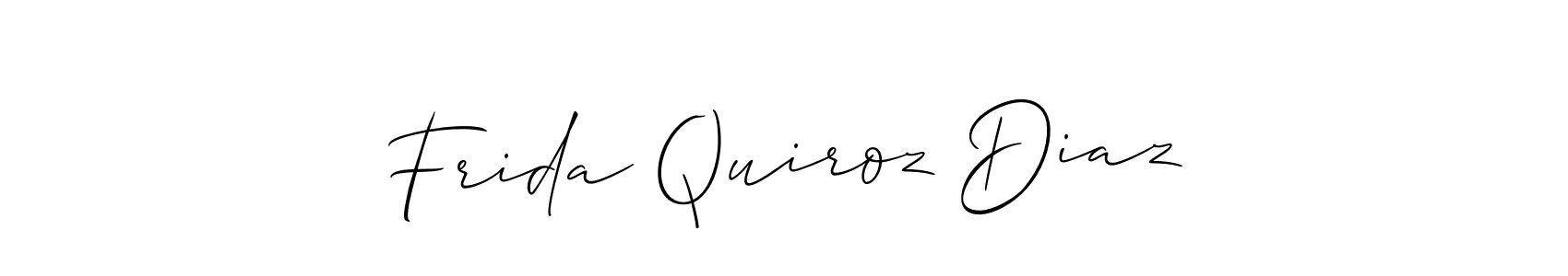 How to make Frida Quiroz Diaz name signature. Use Allison_Script style for creating short signs online. This is the latest handwritten sign. Frida Quiroz Diaz signature style 2 images and pictures png
