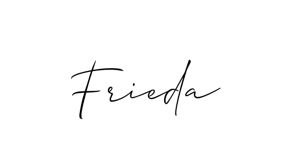 The best way (Allison_Script) to make a short signature is to pick only two or three words in your name. The name Frieda include a total of six letters. For converting this name. Frieda signature style 2 images and pictures png