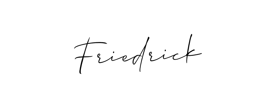 Allison_Script is a professional signature style that is perfect for those who want to add a touch of class to their signature. It is also a great choice for those who want to make their signature more unique. Get Friedrick name to fancy signature for free. Friedrick signature style 2 images and pictures png