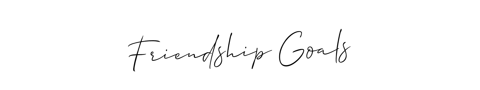 Use a signature maker to create a handwritten signature online. With this signature software, you can design (Allison_Script) your own signature for name Friendship Goals. Friendship Goals signature style 2 images and pictures png