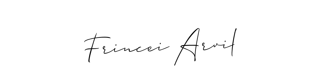 How to Draw Frincei Arvil signature style? Allison_Script is a latest design signature styles for name Frincei Arvil. Frincei Arvil signature style 2 images and pictures png