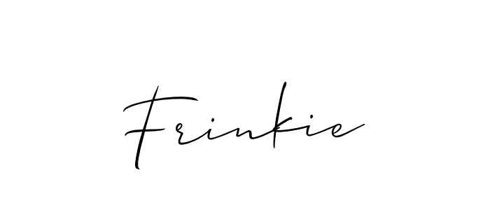 Use a signature maker to create a handwritten signature online. With this signature software, you can design (Allison_Script) your own signature for name Frinkie. Frinkie signature style 2 images and pictures png