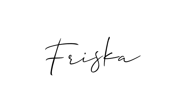 Use a signature maker to create a handwritten signature online. With this signature software, you can design (Allison_Script) your own signature for name Friska. Friska signature style 2 images and pictures png