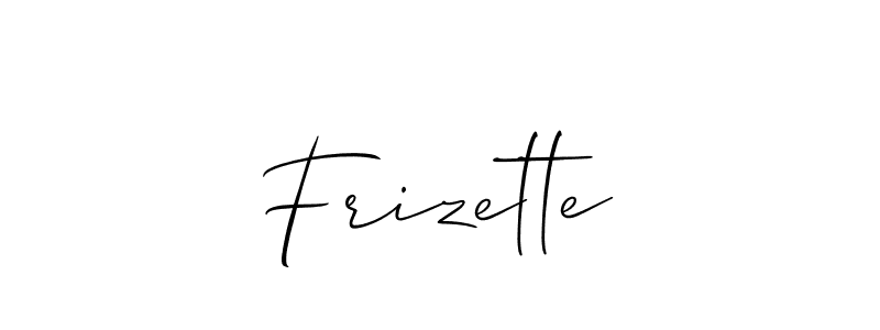 Use a signature maker to create a handwritten signature online. With this signature software, you can design (Allison_Script) your own signature for name Frizette. Frizette signature style 2 images and pictures png