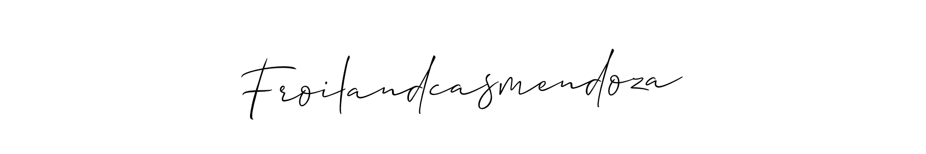 How to make Froilandcasmendoza name signature. Use Allison_Script style for creating short signs online. This is the latest handwritten sign. Froilandcasmendoza signature style 2 images and pictures png