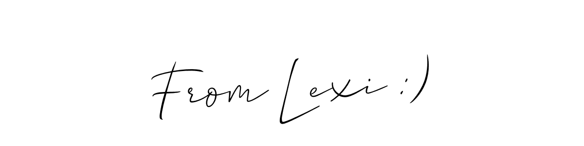 It looks lik you need a new signature style for name From Lexi :). Design unique handwritten (Allison_Script) signature with our free signature maker in just a few clicks. From Lexi :) signature style 2 images and pictures png