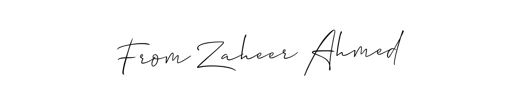 How to make From Zaheer Ahmed name signature. Use Allison_Script style for creating short signs online. This is the latest handwritten sign. From Zaheer Ahmed signature style 2 images and pictures png