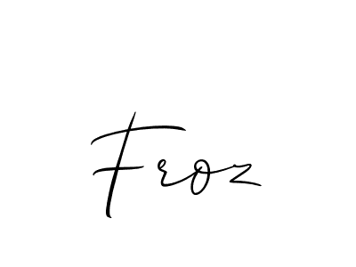 Allison_Script is a professional signature style that is perfect for those who want to add a touch of class to their signature. It is also a great choice for those who want to make their signature more unique. Get Froz name to fancy signature for free. Froz signature style 2 images and pictures png