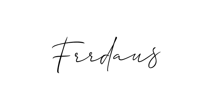 Make a beautiful signature design for name Frrdaus. With this signature (Allison_Script) style, you can create a handwritten signature for free. Frrdaus signature style 2 images and pictures png