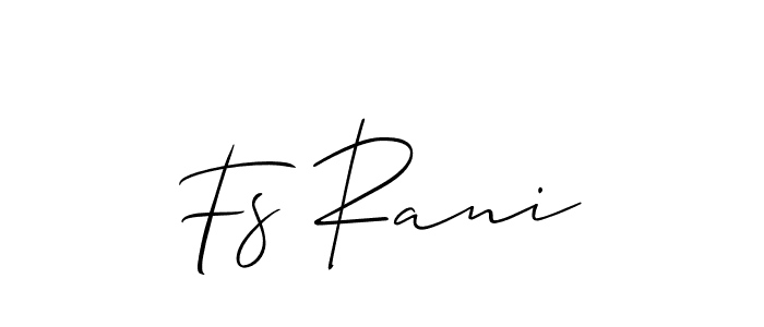 The best way (Allison_Script) to make a short signature is to pick only two or three words in your name. The name Fs Rani include a total of six letters. For converting this name. Fs Rani signature style 2 images and pictures png