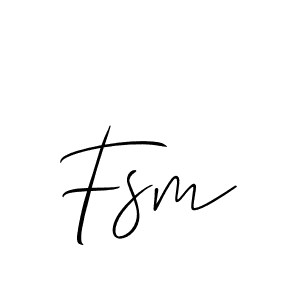 Make a beautiful signature design for name Fsm. With this signature (Allison_Script) style, you can create a handwritten signature for free. Fsm signature style 2 images and pictures png