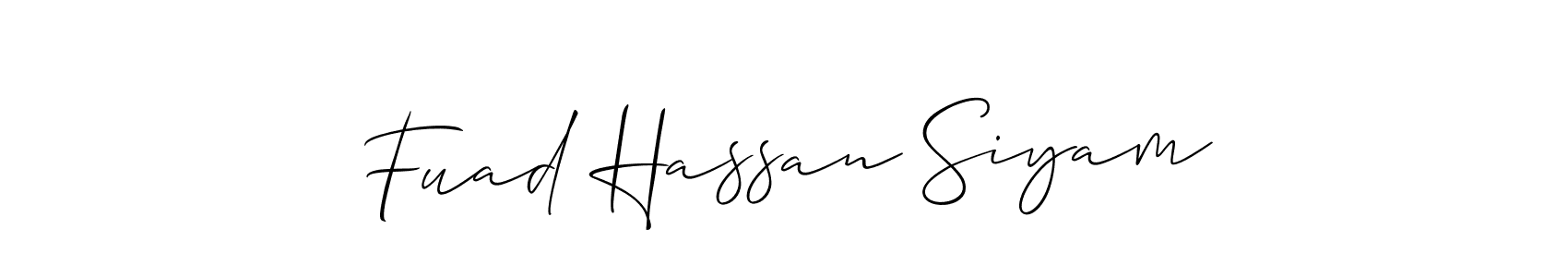 Also You can easily find your signature by using the search form. We will create Fuad Hassan Siyam name handwritten signature images for you free of cost using Allison_Script sign style. Fuad Hassan Siyam signature style 2 images and pictures png